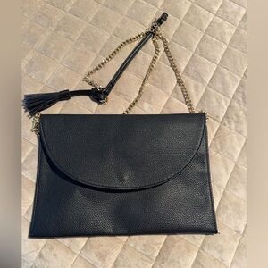 Mud Pie Black Clutch with Gold Chain